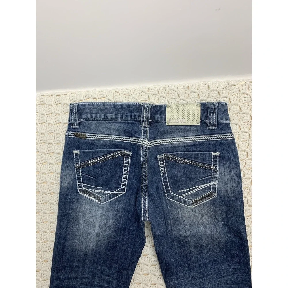 Rock and Roll Cowgirl Women Jeans 26x32Approx‎ 28x31 Blue Denim Low Rise Bootcut - Picture 2 of 12